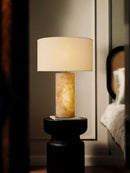 Axyaa Spanish Marble Table Lamp with Fabric Lampshade