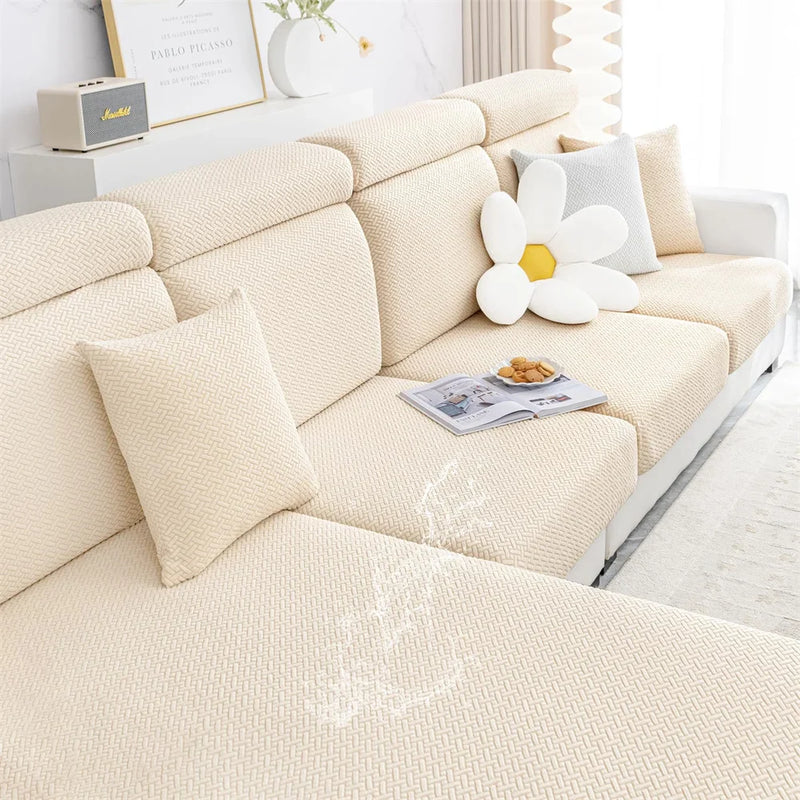 Axyaa Flocking Sofa Seat Cushion Cover Stretch Slipcover for Living Room Decor