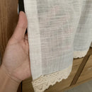Axyaa Cotton Linen Lace Hem Short Kitchen Curtains - Nordic Style Small Window Treatment