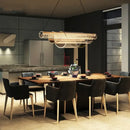 Axyaa Glass LED Chandelier with Remote Dimming Control and Crystallong Pendant Light