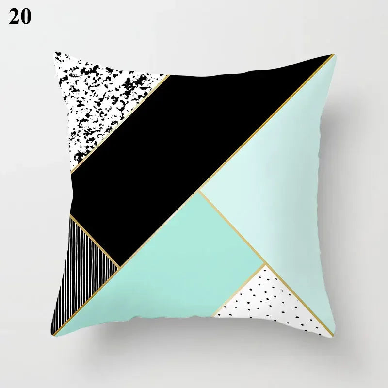 Axyaa Mint Green Blue Geometric Cushion Cover Modern Home Decor