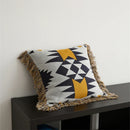 Axyaa Vintage Fringed Knit Pillow Cover in Grey/Blue/Black/Red, 45x45cm