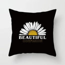 Nordic Daisy Print Pillow Cover by Axyaa - Modern Floral Cushion for Living Room
