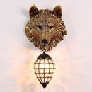 Axyaa Wolf Crystal Resin Wall Sconce Light for Home Decor
