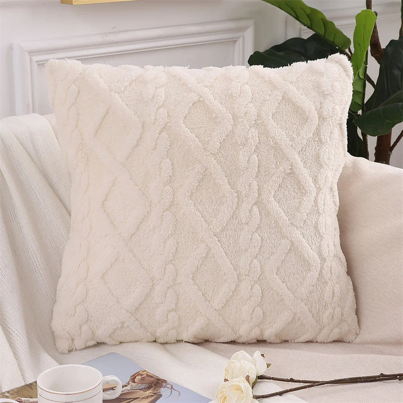 Axyaa Vintage Knit Plush Pillow Cover 45x45 Sofa Couch Cushion Case