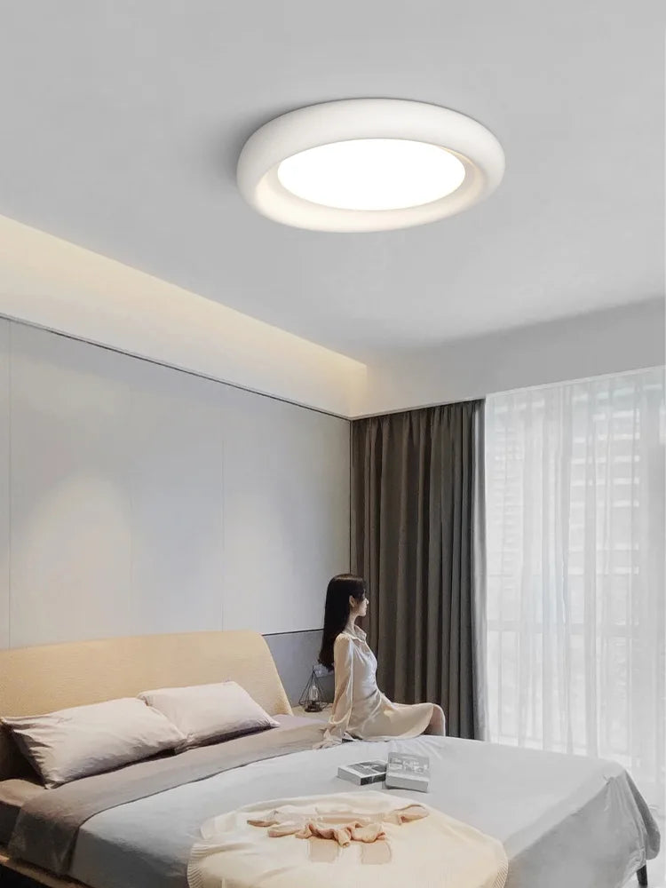 Axyaa Cream LED Ceiling Lamp - Modern Minimalist Girl's Room Lighting