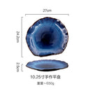Axyaa Blue Ceramic Tableware Set - Steak Plate, Salad Bowl, Fish Plate, Sauce Dish