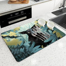 Axyaa Tropical Plant Dog Kitchen Drying Mat - Quick Dry Tableware & Bathroom Pad