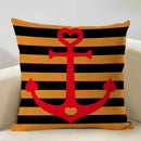 Axyaa Nautical Pattern Linen Cushion Cover 45x45cm for Home Sofa Decoration