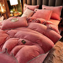 Axyaa King Milk Velvet Bedding Set - Ultra-thick, Skin-friendly, Antistatic Quilt Cover