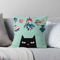 Cute Cat Decorative Pillow Case Cover for Modern Living Room Sofa by Axyaa
