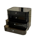 Axyaa Acrylic Black Makeup Organizer Rack with Drawers for Cosmetics and Jewelry