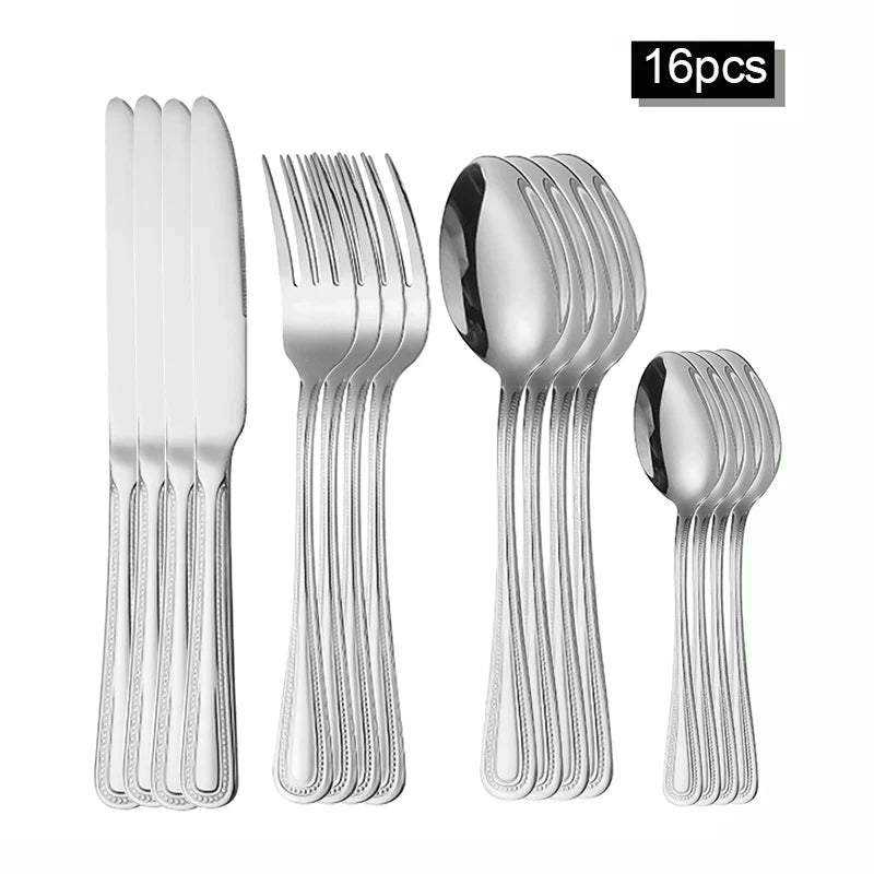 Axyaa Stainless Steel Tableware Set - Knife, Fork, Spoon & Steak Set