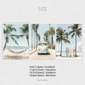 Tropical Surfboard Travel & Beach Photo Canvas Set, Ocean Palm Tree Print for Summer Decor by Axyaa.