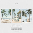 Tropical Surfboard Travel & Beach Photo Canvas Set, Ocean Palm Tree Print for Summer Decor by Axyaa.