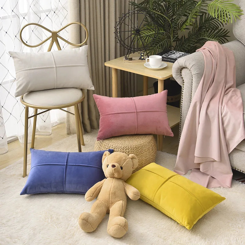 Axyaa Velvet Cross Lumbar Cushion Cover - Cozy Home Decor Pillow Case 30x50cm