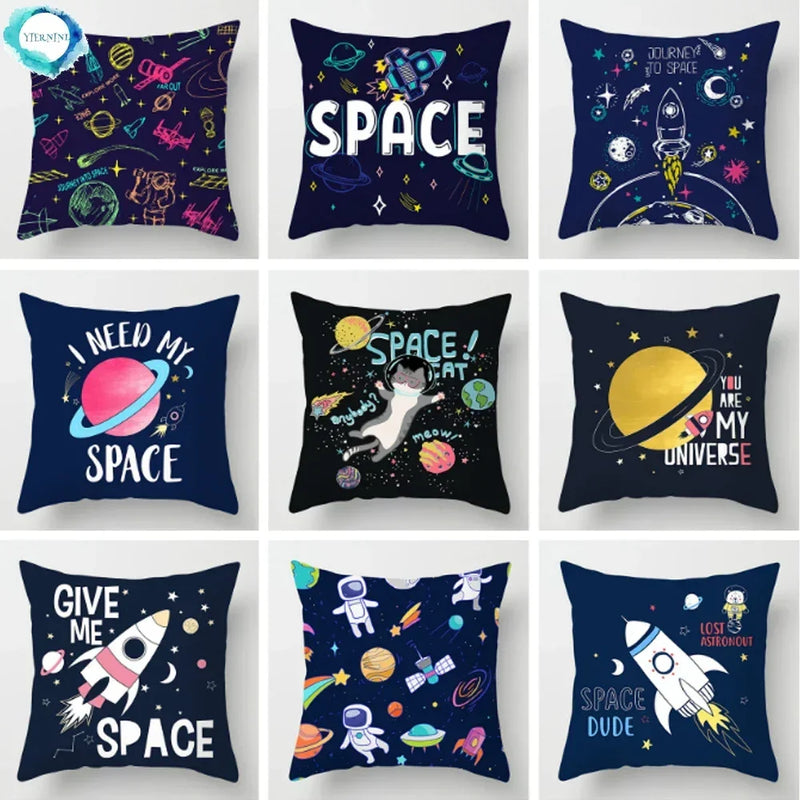 Axyaa Astronaut Theme Polyester Pillowcase Sofa Chair Cover 45x45cm