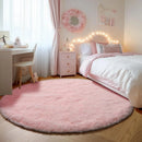 Axyaa Soft Shaggy Round Area Rug for Living Room Kids Bedroom Gray