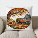 Axyaa Autumn Leaves & Pumpkins Pillow Cover for Sofa, Bedroom, Car - Decorative Cushion Cover