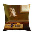 Axyaa Animal Oil Painting Pillowcase: Flax Sofa Cushion Adornment Cover