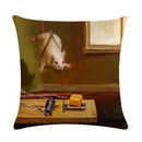 Axyaa Animal Oil Painting Pillowcase: Flax Sofa Cushion Adornment Cover