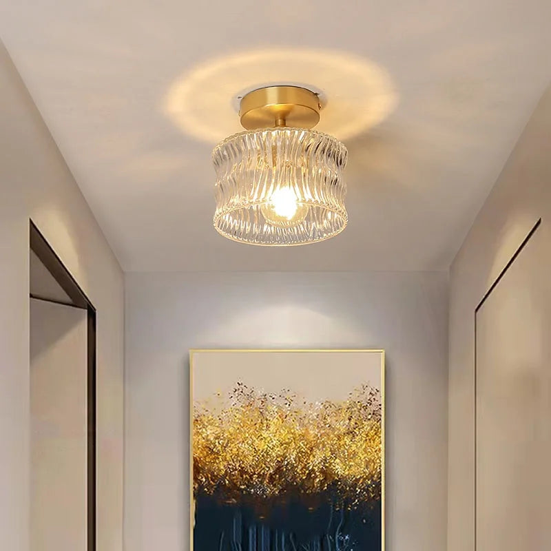Axyaa LED Ceiling Lamp for Bedroom Living Room Clear Glass Decor Fixtures