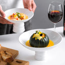 Axyaa White Ceramic Saucer Plate Set for High-End Dining Experience