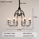 Axyaa Retro Black E14 Candle Chandelier for French Living Room Decor