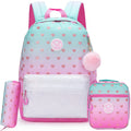 Axyaa Girls School Backpack Set: Bag, Lunch Bag, Pencil Case | Lightweight, Multi-Purpose Daypack