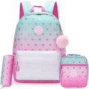 Axyaa Girls School Backpack Set: Bag, Lunch Bag, Pencil Case | Lightweight, Multi-Purpose Daypack