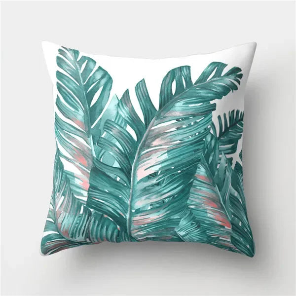 Axyaa Tropical Green Plant Tree Leaves Flower Cushion Cover 45X45CM