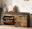 Axyaa Shoe Storage Bench with Cushioned Seat & Flip Drawers