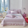 Axyaa Kapok Twill Bed Cover Set with Lace Trim and Pillowcases