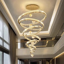 Axyaa Crystal Chandelier Stair Pendant Lamp Living Room Pendant Lights Interior Lighting