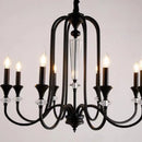 Axyaa Black Iron Crystal Chandelier Candle Lamp for Country Living Room