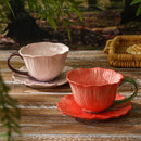 Axyaa European Ceramic Flower Coffee Cup & Saucer Set
