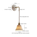 Axyaa Small Pleats Ceramic LED Wall Light Fixture Copper Arm Pull Chain Switch