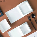 Axya White Ceramic Dinner Set: Plates, Platter, Bowls - Snack, Dessert, Sushi, Dim Sum
