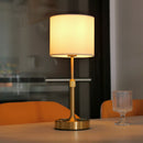 Axyaa 5w Rechargeable Table Lamp Copper White Linen Fabric USB Touch Cordless