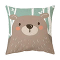Axyaa Forest Animals Cushion Cover - Cartoon Fox Rabbit Raccoon Design