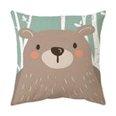 Axyaa Forest Animals Cushion Cover - Cartoon Fox Rabbit Raccoon Design