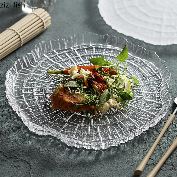 Axya Irregular Shape Glass Dinner Plates for Cooking and Serving