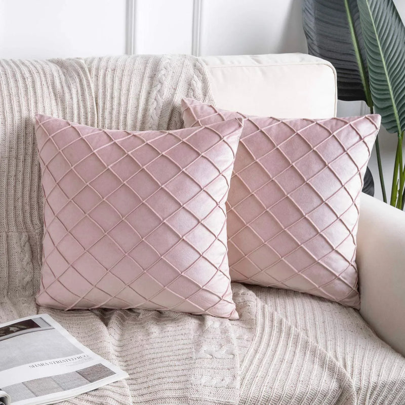 Axyaa Velvet Diamond Check Pattern Throw Pillowcase for Stylish Home Decor