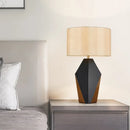 Axyaa Modern Black Iron Desk Lamp With Fabric Lampshade - Elegant E27 Table Lamp