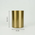 Axyaa Gold Brass Cylinder Vase Artificial Flowers Decor Desk Decoration Minimalism Metal Vases