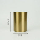 Axyaa Gold Brass Cylinder Vase Artificial Flowers Decor Desk Decoration Minimalism Metal Vases