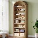 Axyaa White Arched Bookshelf with Storage Shelves, 8-Tier Open Display Shelving