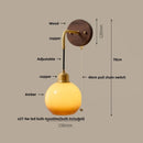 Axyaa Nordic LED Wall Sconce Pull Chain Switch Wood Base Vanity Light