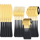 Axyaa Gold Stainless Steel Cutlery Set - 24pc Western Tableware Flatware Kit