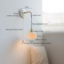 Axyaa Vintage LED Wall Lamp with Adjustable Copper Arm 70CM - White Ceramic